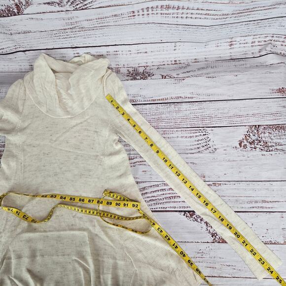 Anthro Sleeping on Snow Cream Cowl Asymmetric Tunic Sweater M Fairy Flowy Top - Picture 8 of 9